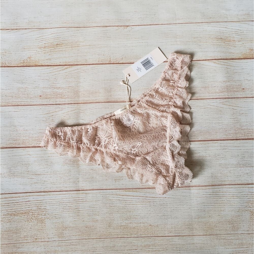 Eberjey Emme Lace Feminine Cheeky Bikini Panties Cream/Tan Women's Size Large